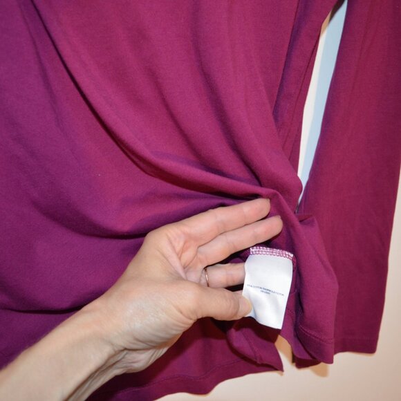 Lands' End Cotton Tee Long Sleeves Color Wine Red Women Blouse M (10-12) - Picture 4 of 4